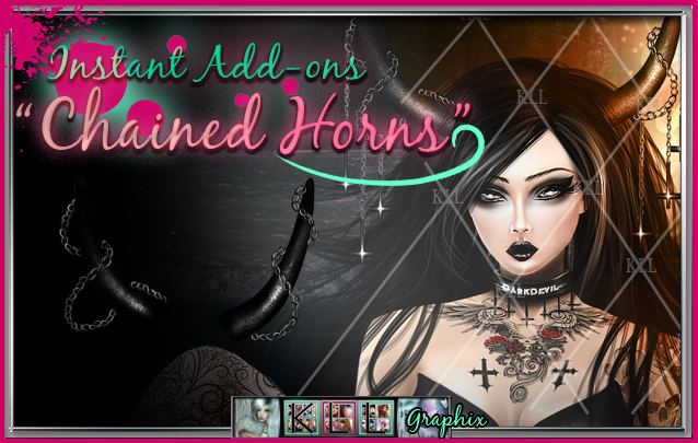 Digital Painted Gothic Chained Horns PSD Stock