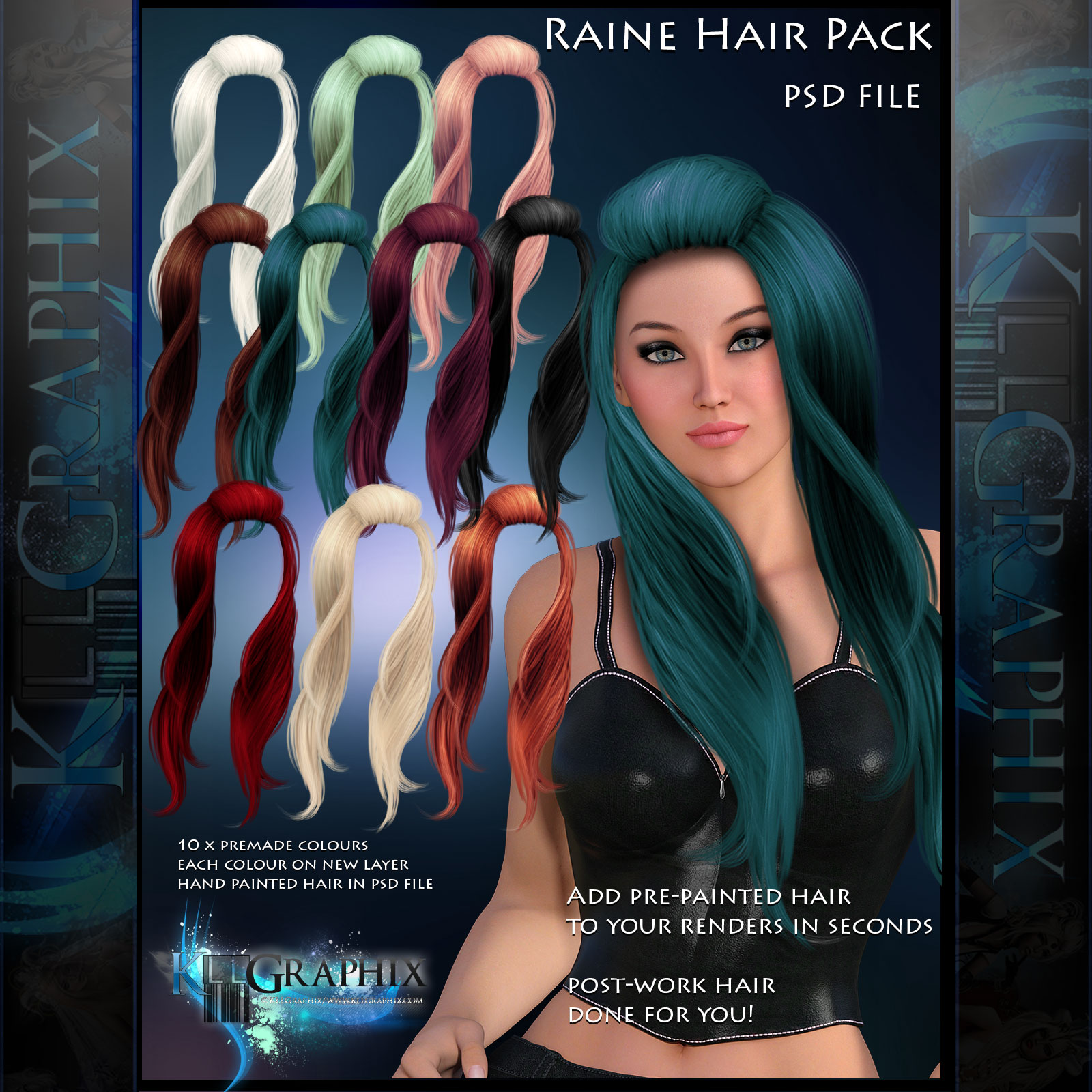 Raine Painted Instant Hair PSD add on hair stock by MakeMeMagical
