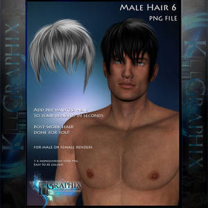 Male Hair 6 Painted Instant hair PNG add on stock