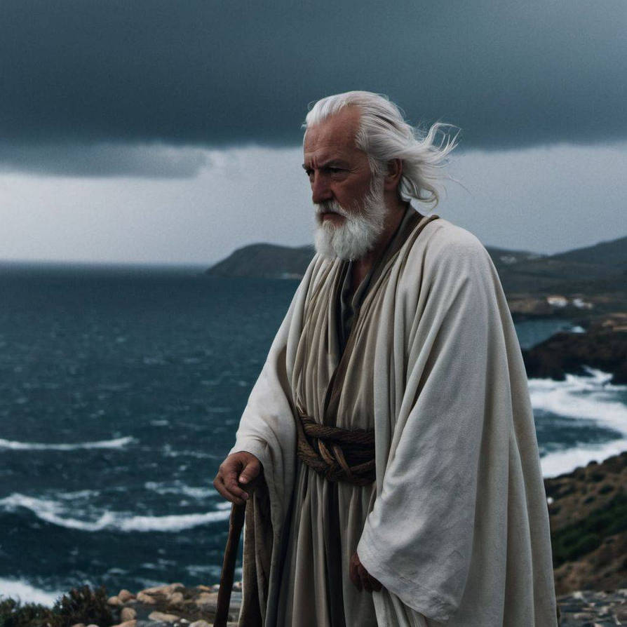 Apostle John while exiled to the island of Patmos by Emeraldspectrumart ...