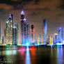 Dubai Marina on a cloudy night