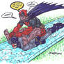 Deadpool Riding Batman