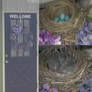 Bird nest on a door wreath