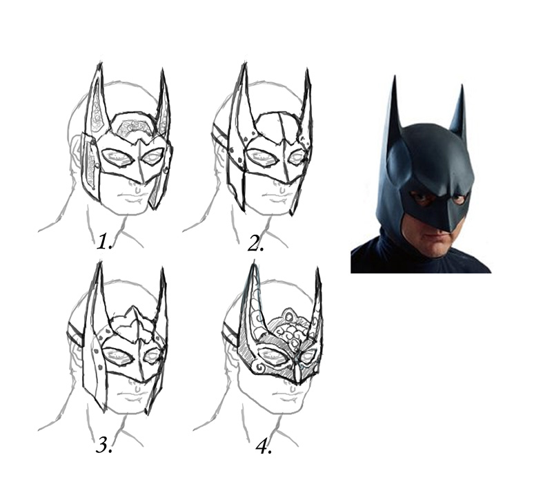 Dark Knight Mask Design Sketches