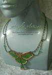 Luna Moth in Chains Necklace v2 by Angelic-Artisan