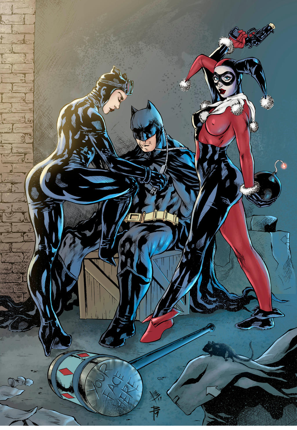 Harley Quinn Batman And Catwoman By E Blake On Deviantart