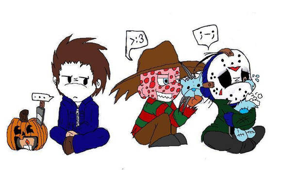 Chibi Michael, Freddy, and Jason colored