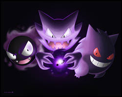 Gastly, Haunter and Gengar