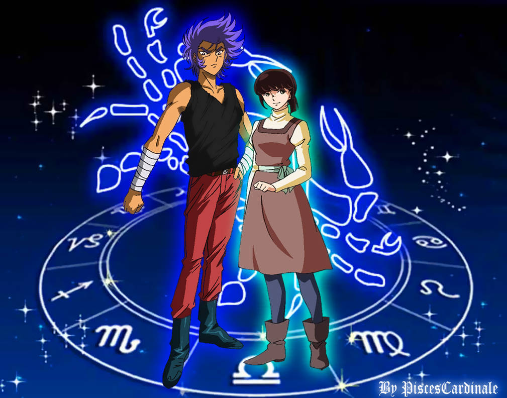 Saint Seiya Soul of Gold - Deathmask and Helena by Bluerathy-S on
