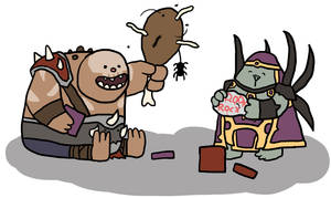 Rook and Pestilus exchange gifts
