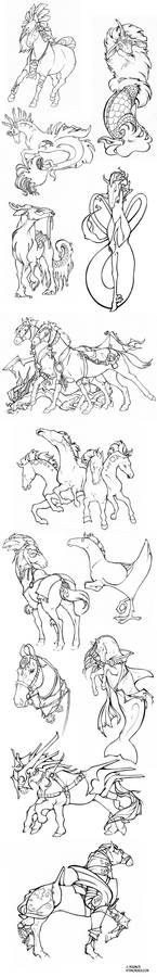 Mythical Horses Sketchdump