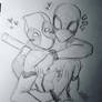 Sketch: Spideypool Hug