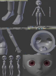 3d Ball Jointed Doll WIP Collage