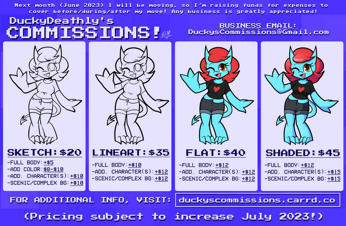 Commission Sheet Repost - Pricing Increase in July