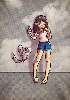 Pokemon commission: Alicia with Minccino