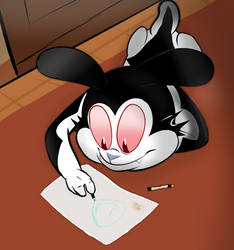 Bunnicula with crayons