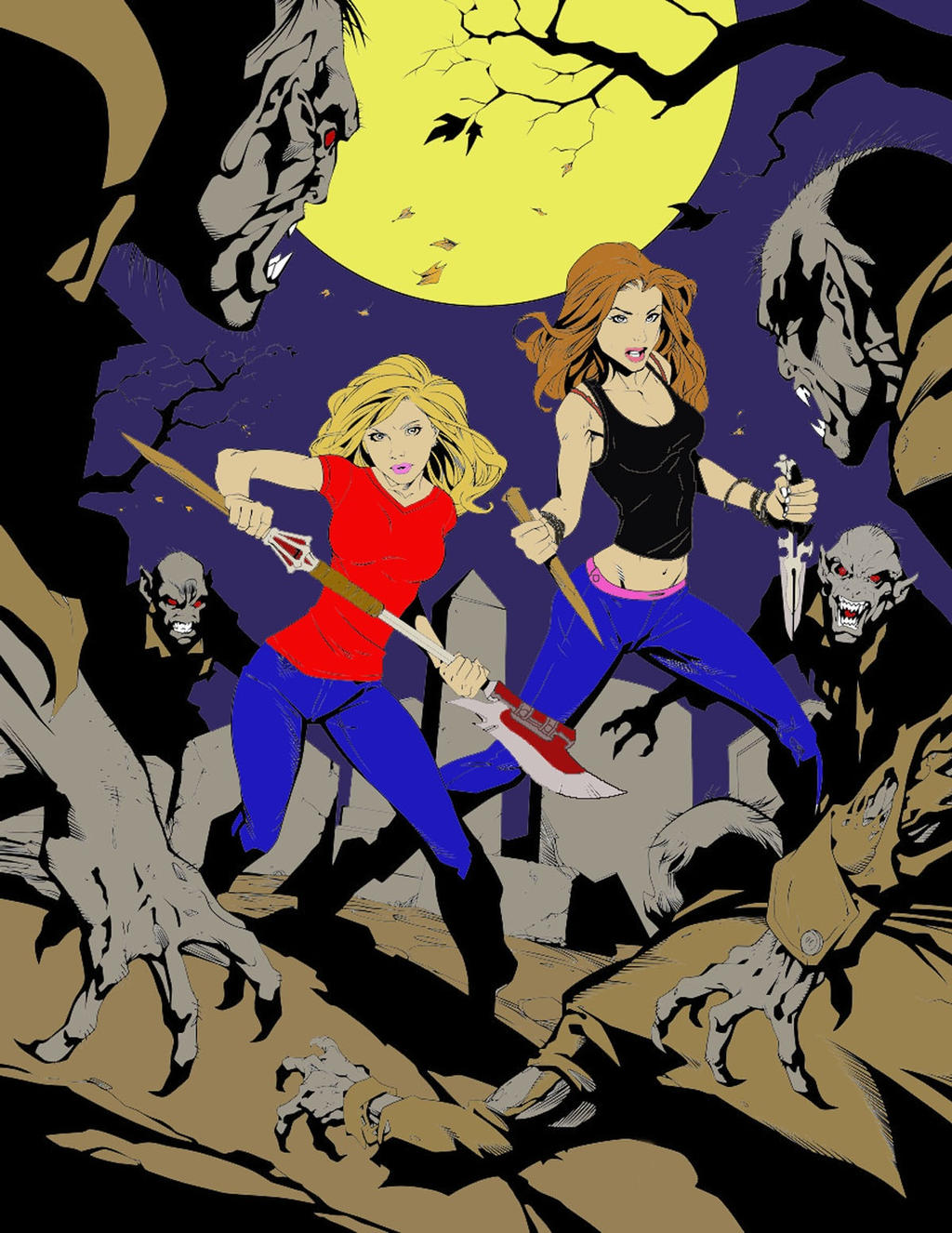 Buffy and Faith together