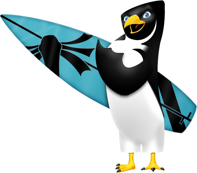 Penguin surfer