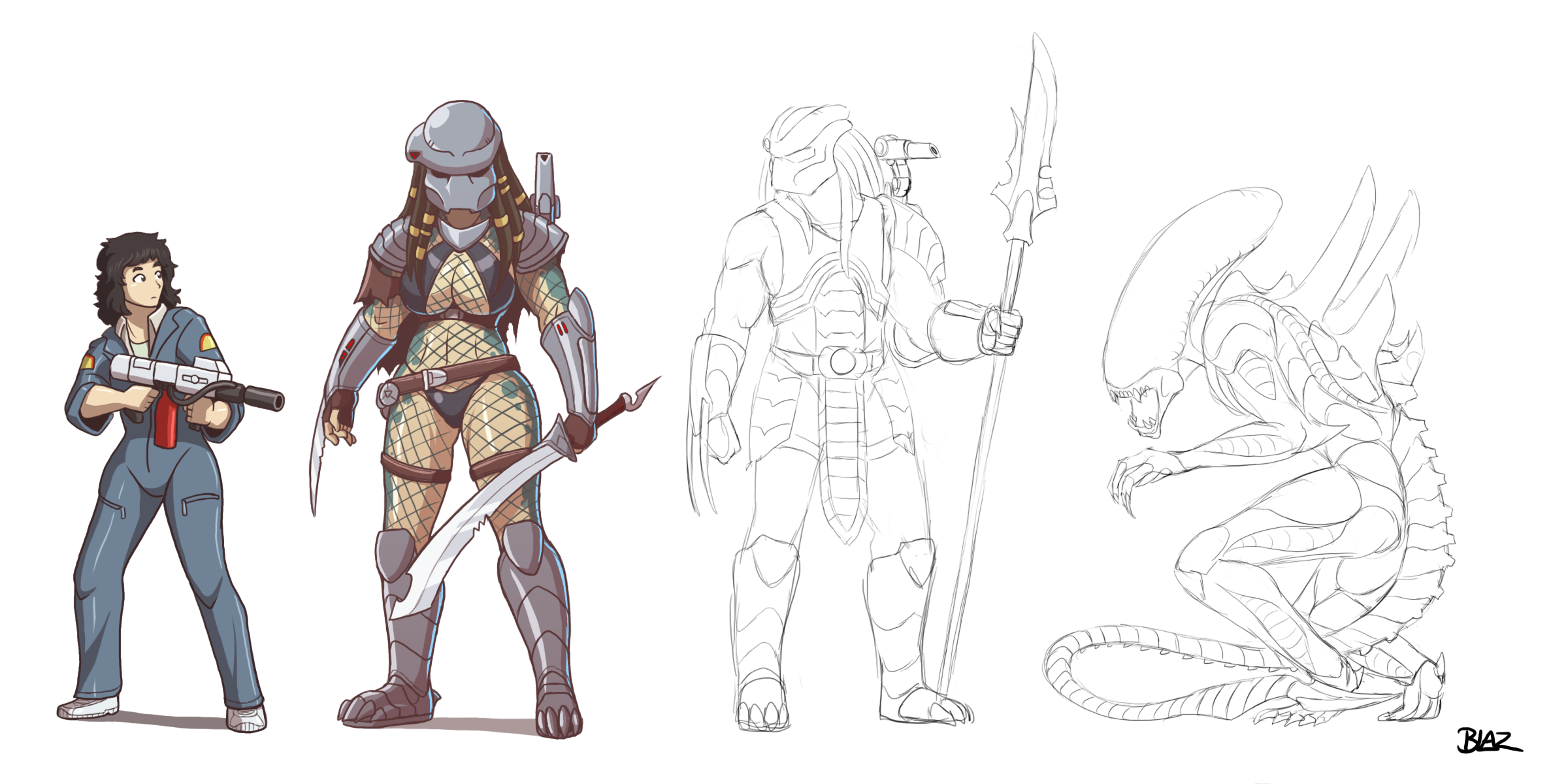 Avp Evolution Deviantart AvP Sketches by Blazbaros on DeviantArt
