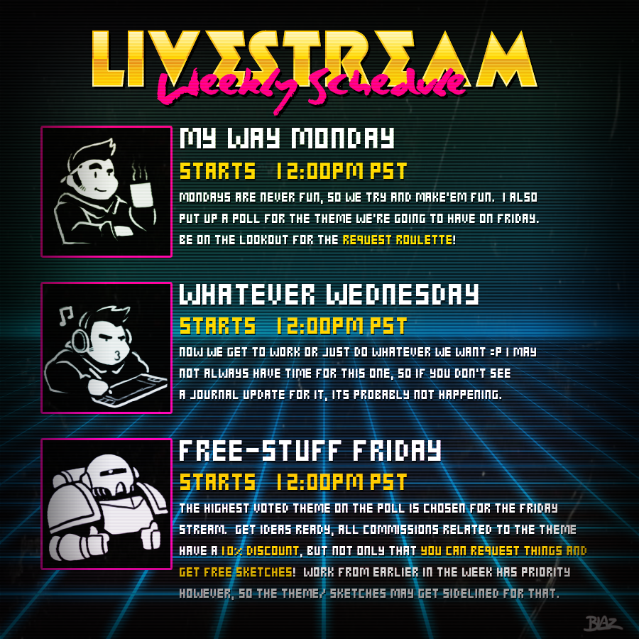 Livestream Schedule - UPDATED NOW ON TWITCH