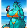 Big Lizard Woman at the Beach