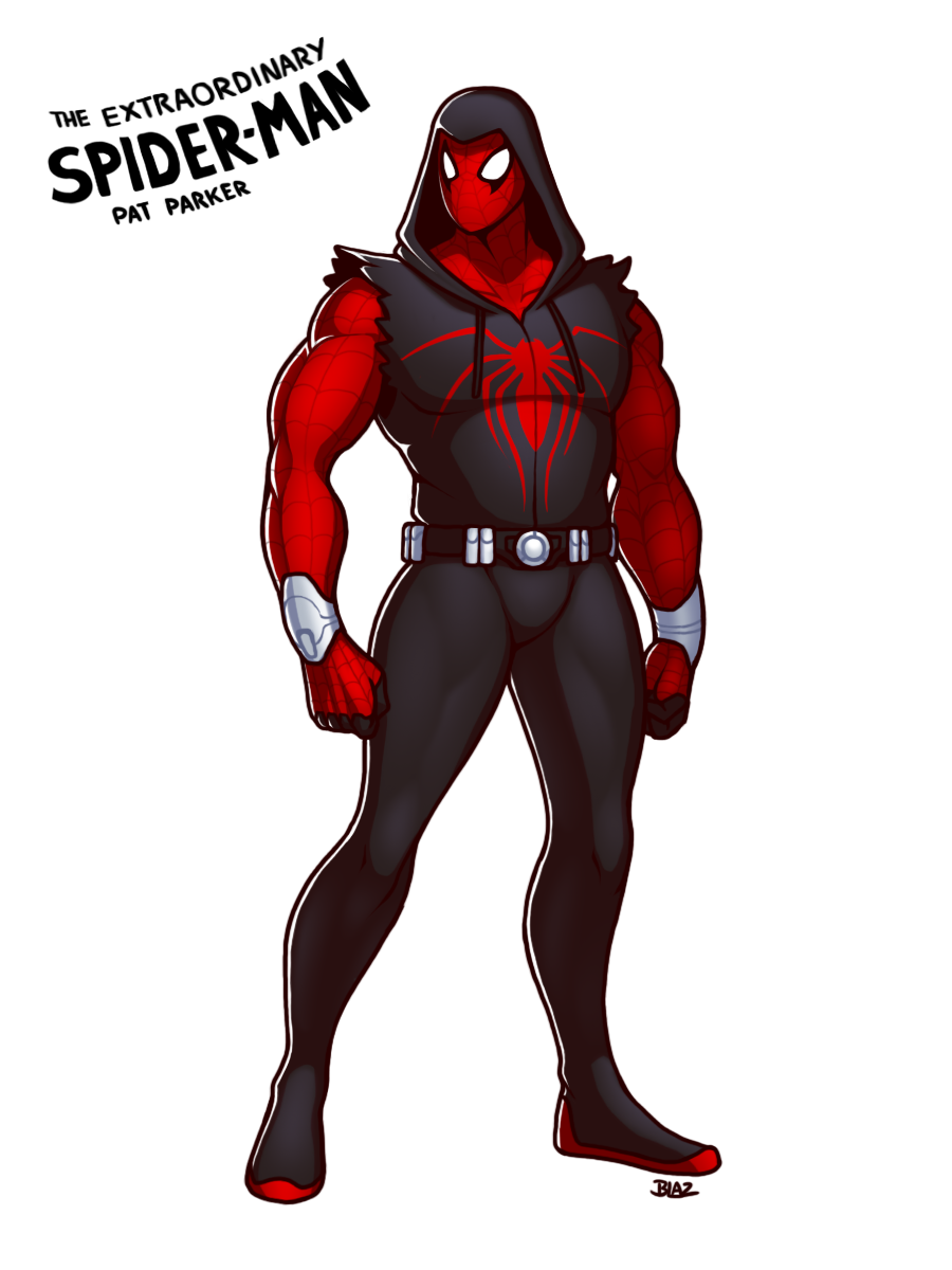 Green and brown spidersona in the style of marvels spiderman