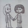 Asriel and Frisk holding hands