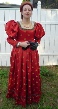 Red Italian Ren gown, full