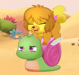 Puppit Riding On Snail Tail