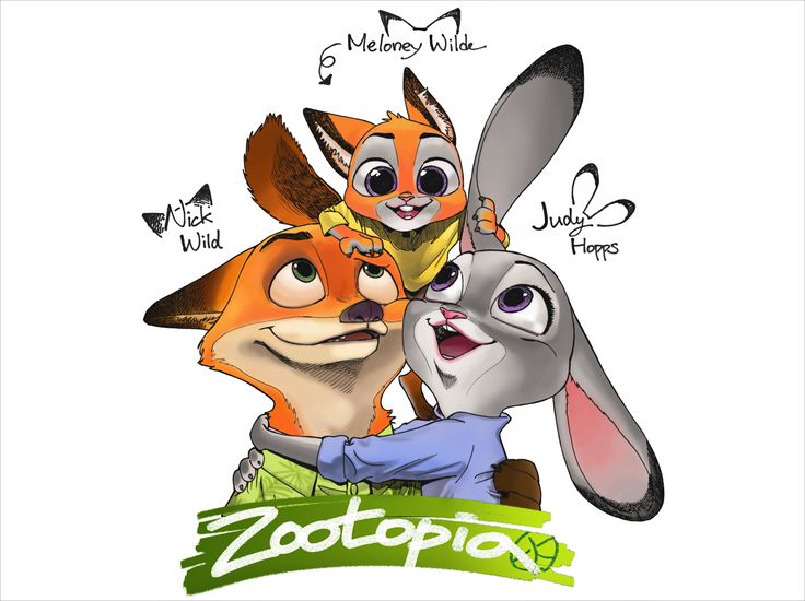 Zootopia Nick, Judy and Meloney.