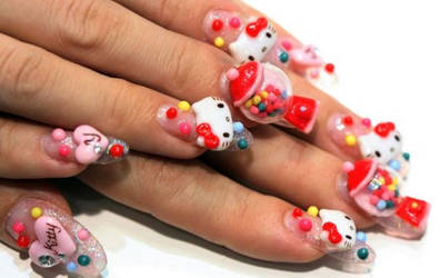 Her wedding nail hello kitty