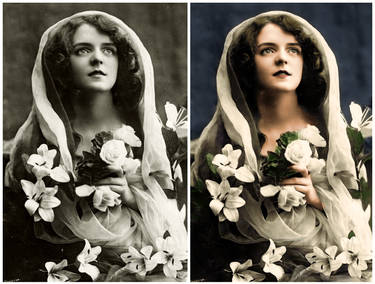 Colorizing Miss Green - before and after