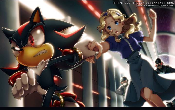 sonic the hedgehog, shadow the hedgehog, and maria robotnik (sonic