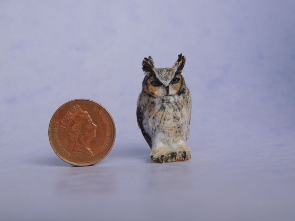 Miniature great-horned owl