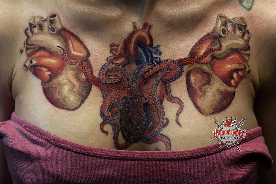 Sureno Tattoo Realistic Heart Octopus Hammersm