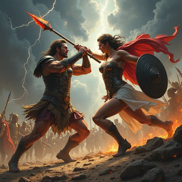 The Battle of Ares and Athena--irld936kdpj