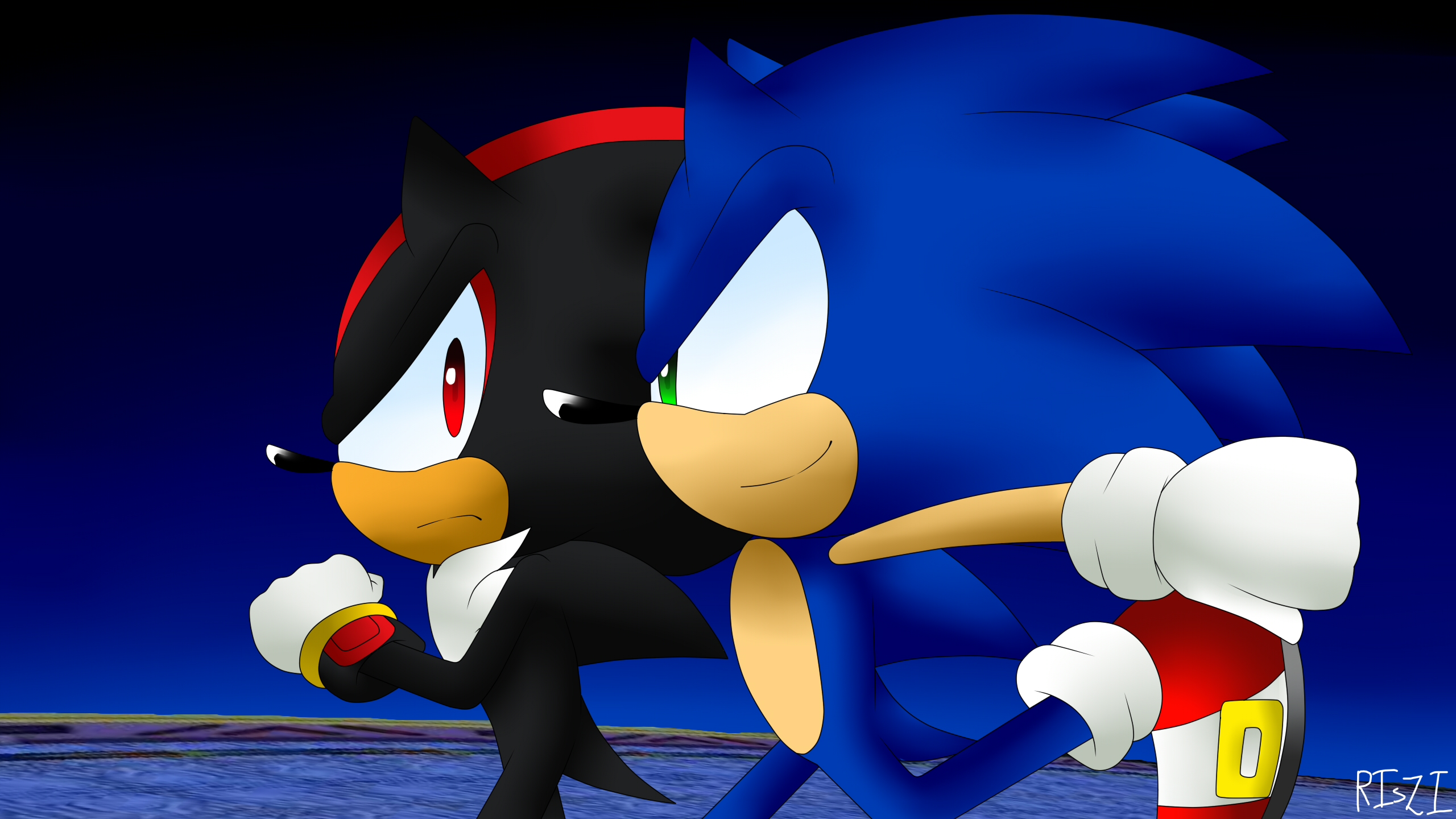 Sonic vs. Shadow Race(+ audience) quik art by Tiny MustardSeed on Dribbble