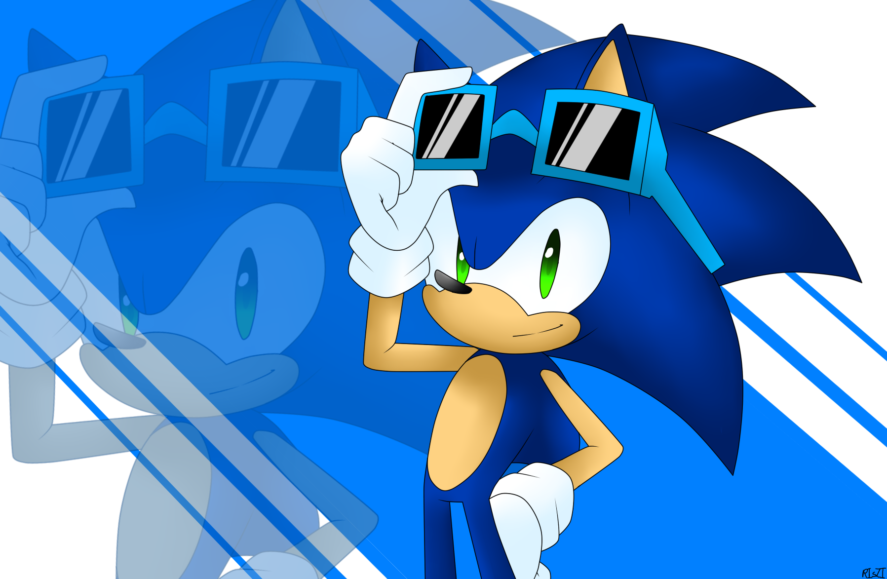 Sonic with sunglasses by RisziArts on DeviantArt
