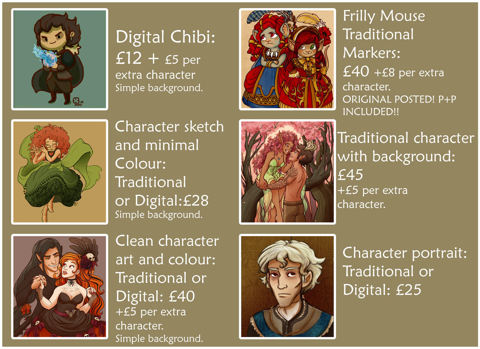 Commission price list.