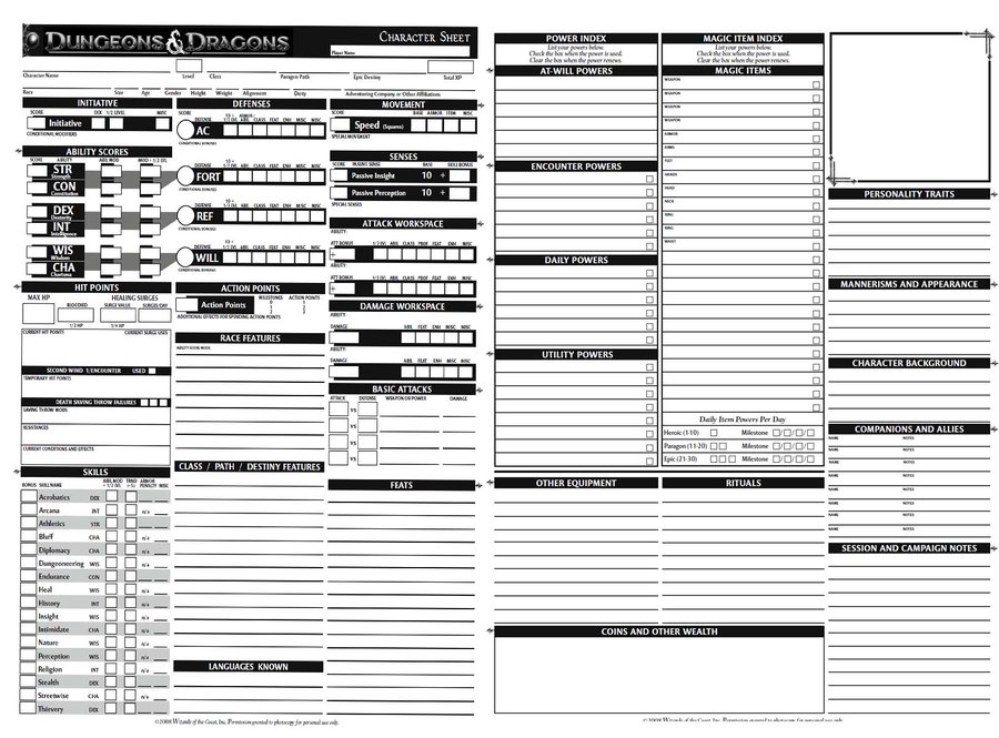 Dungeons And Dragons Charecter Sheet by novadragon1000 on DeviantArt