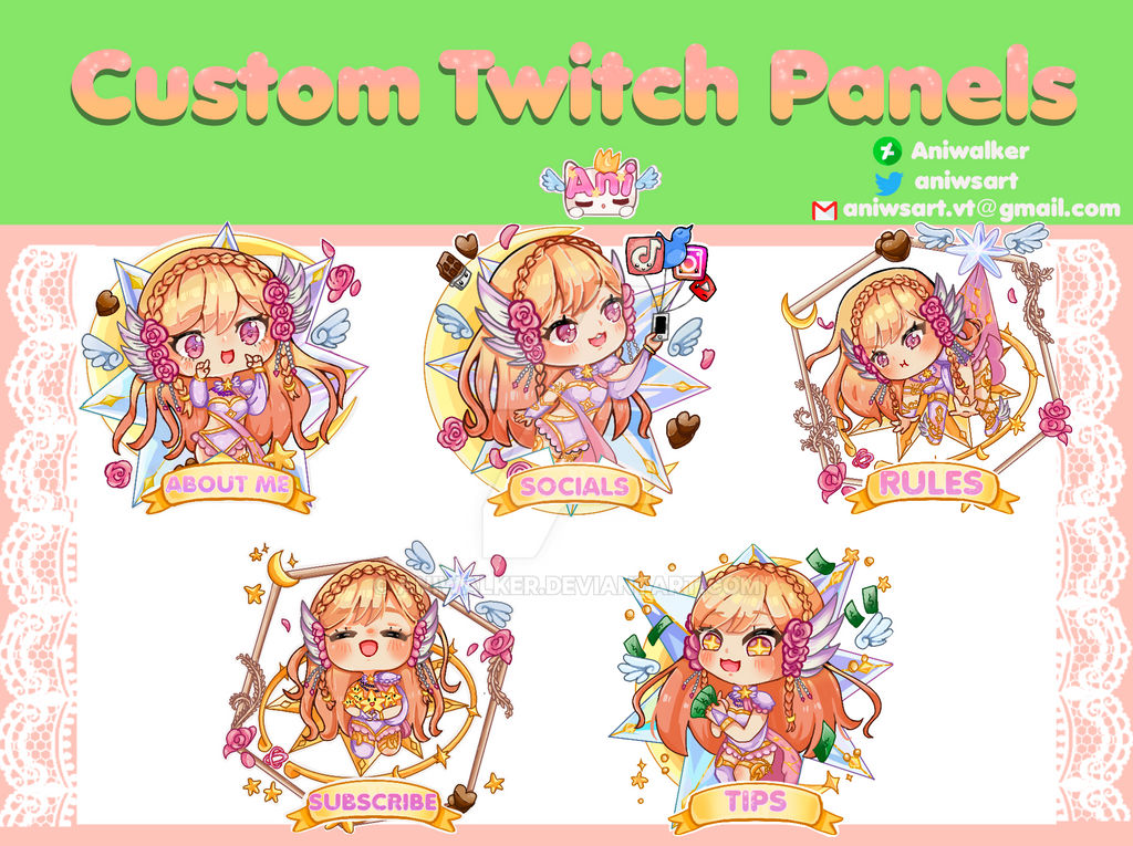 Faq Chibi Panel Celestial Delights: Chibi Cute Twitch Panel Set by AniWalker on DeviantArt
