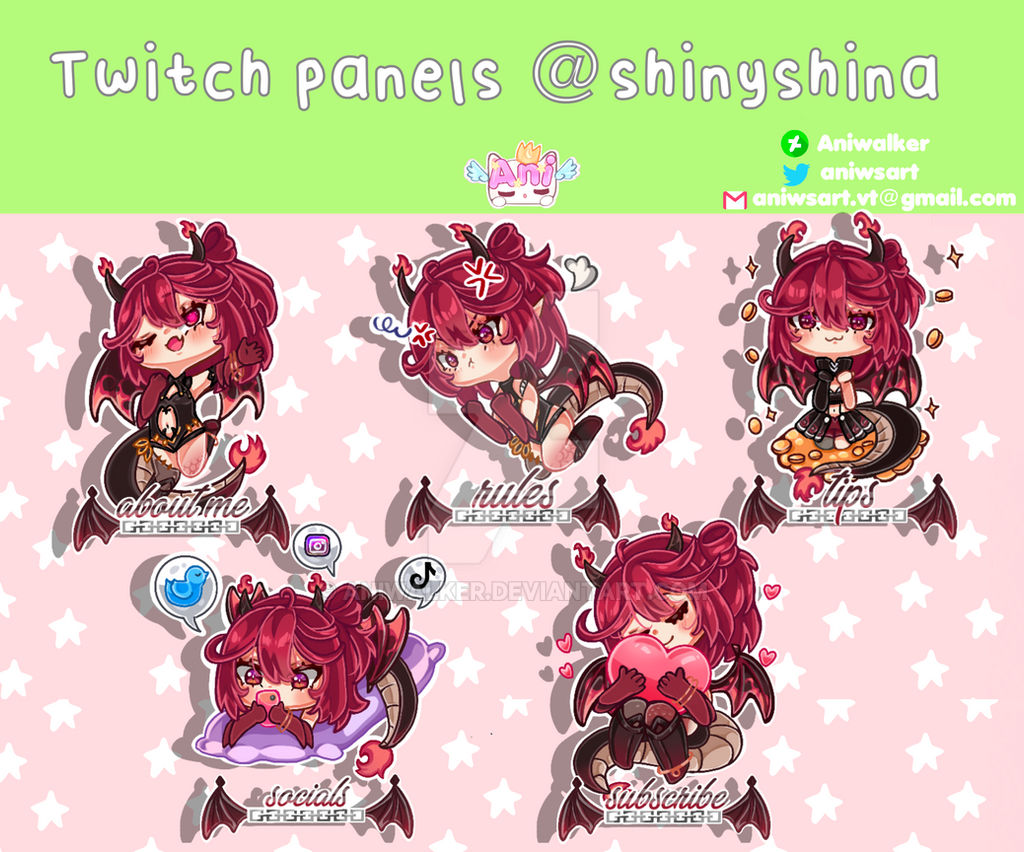 Twitch Panels Commision @/shinyshina by AniWalker on DeviantArt