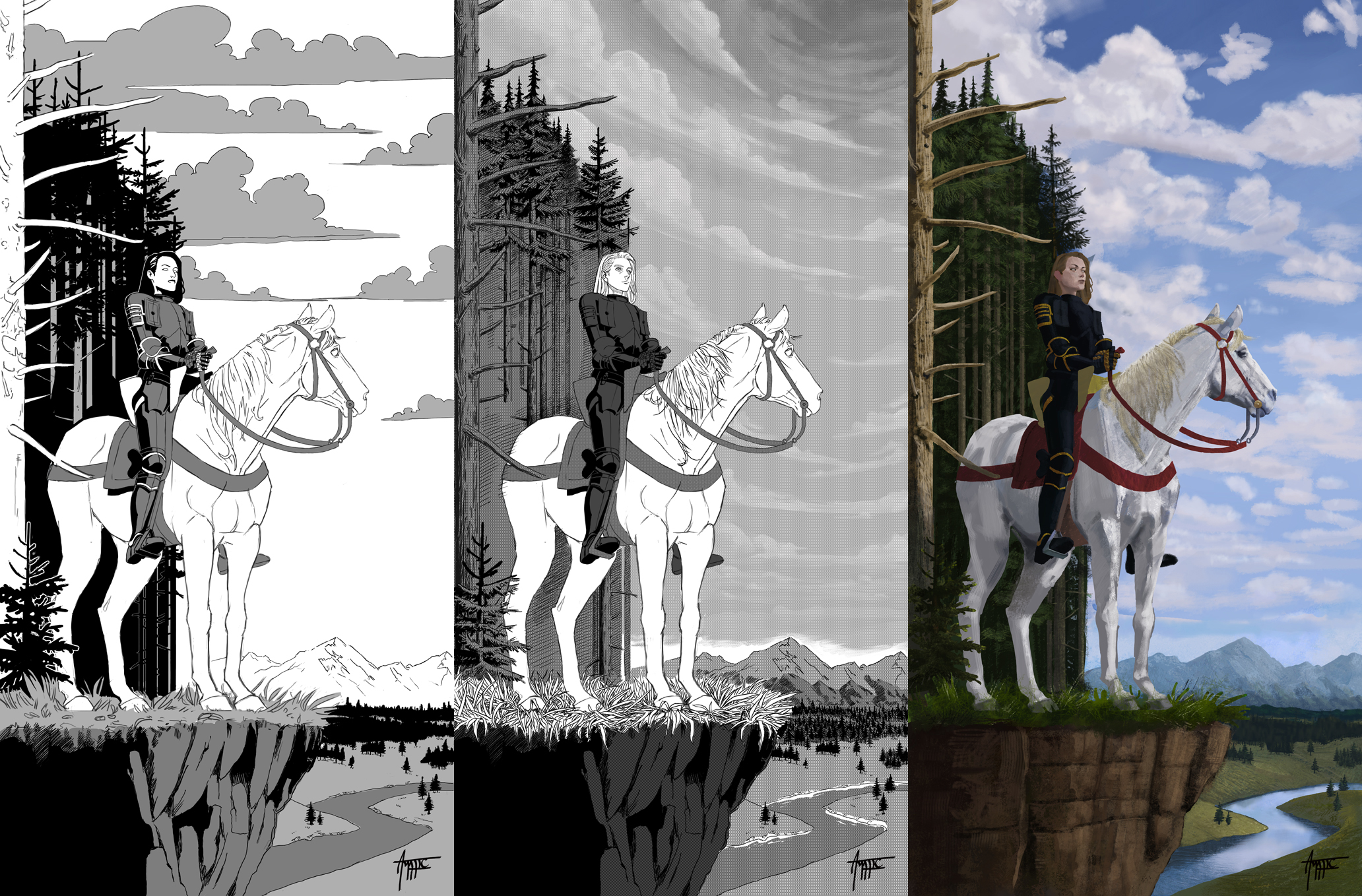 Female Knight on a Horse - comparison