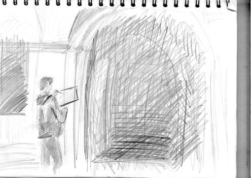 San Carlo Basement and Person Sketching Sketch