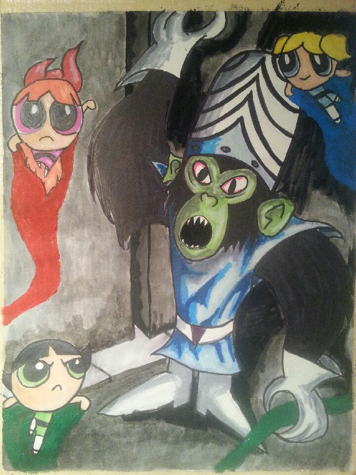 Powerpuff Girls Fight Mojo Jojo By Bedlamnac On Deviantart