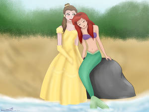 Ariel and Belle at the Beach