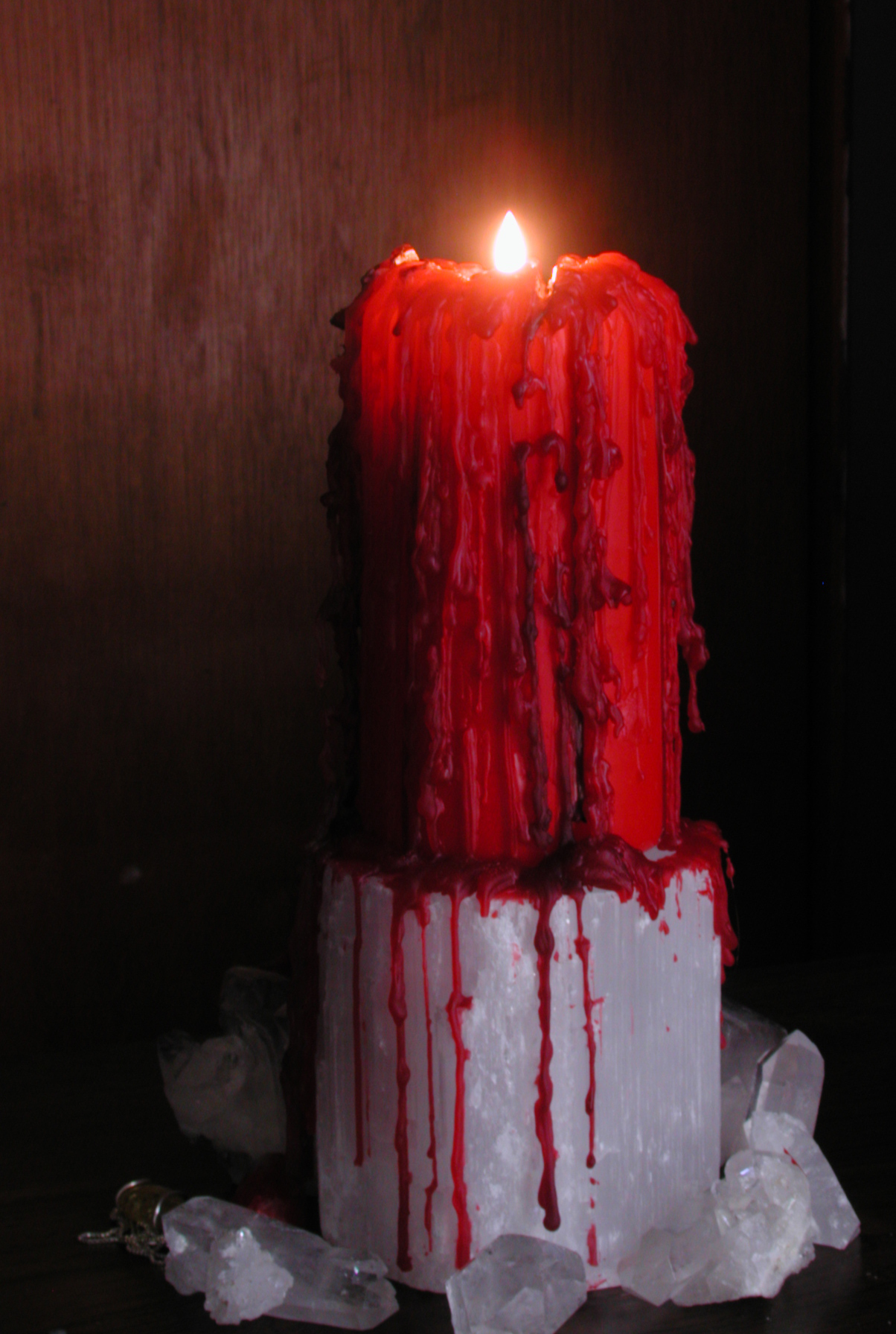 Dripping Red Candle w Crystals