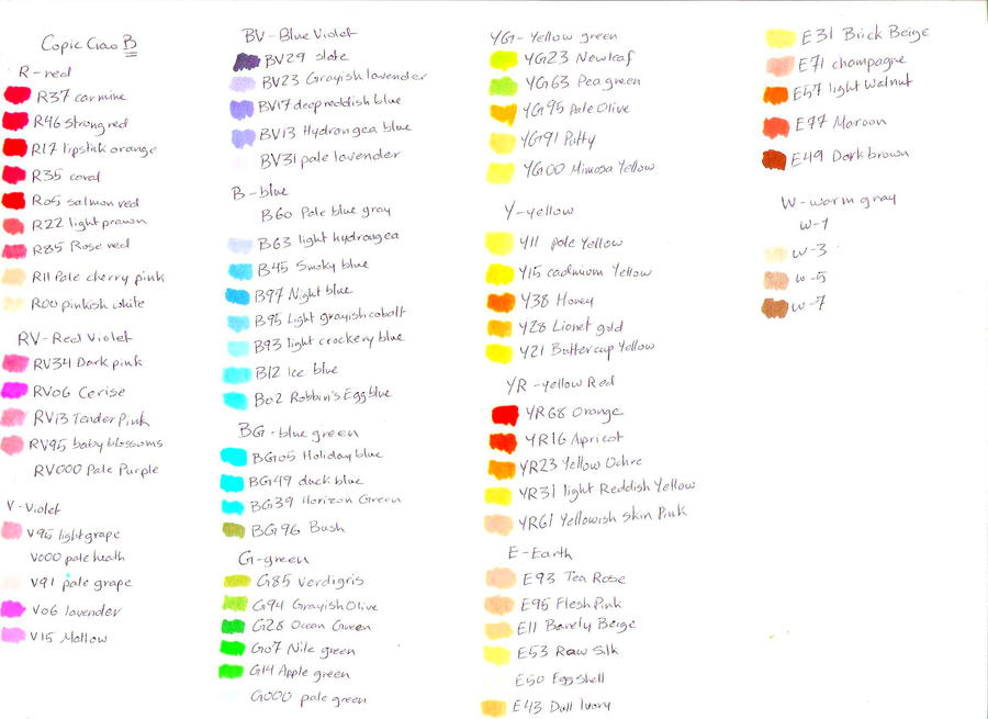 Comp B Color CopicCiao B Colors Chart by McJay1994 on DeviantArt