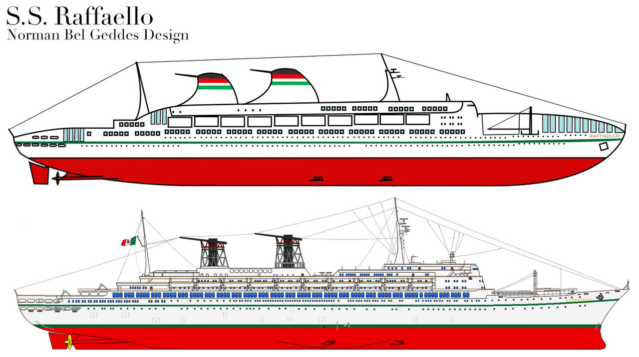 S.S. Raffaello (Bel Geddes design) by UnusualCarrier on DeviantArt
