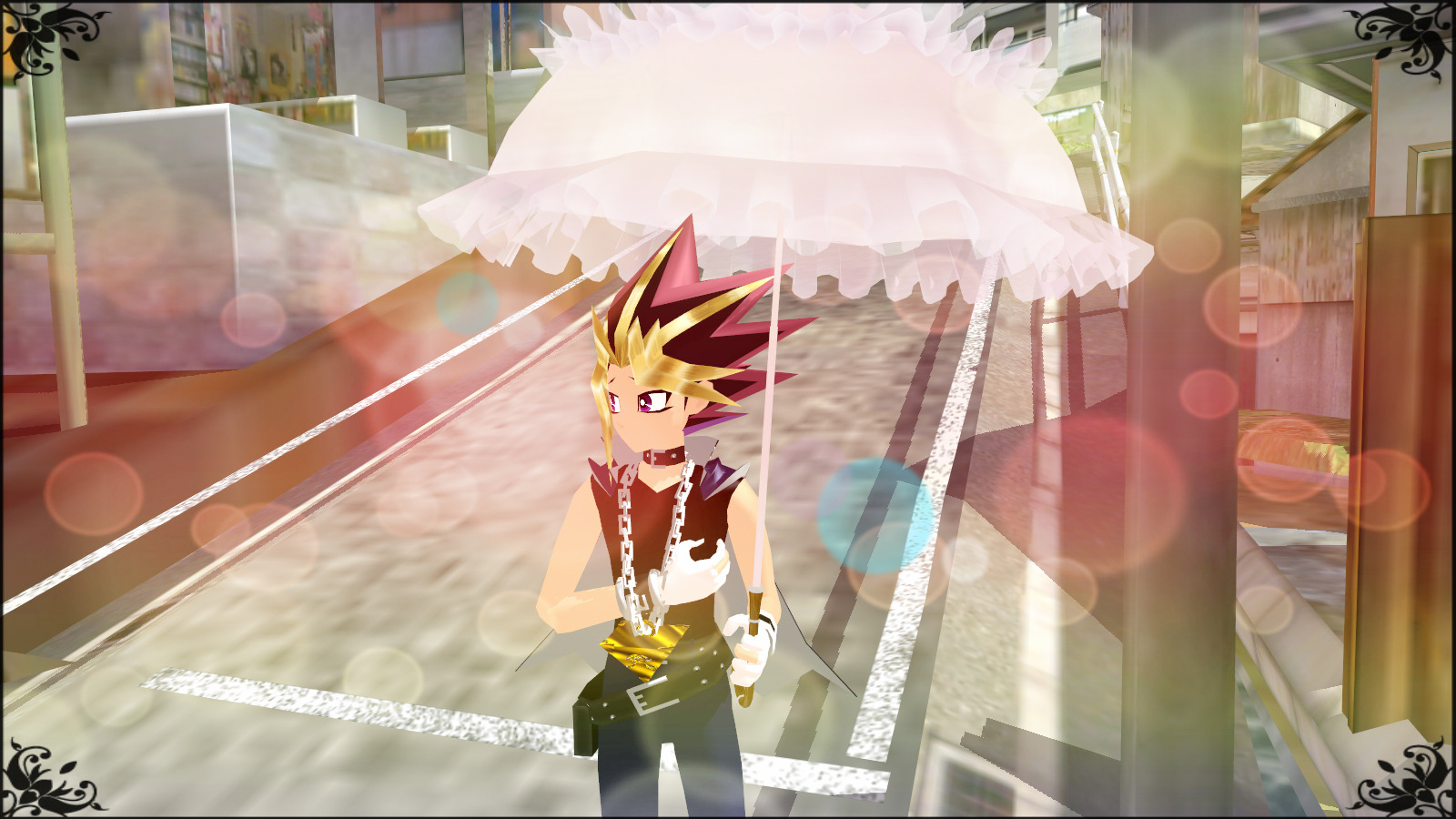 MMD - Yu-Gi-Oh - Yami waiting in rain - Wallpaper